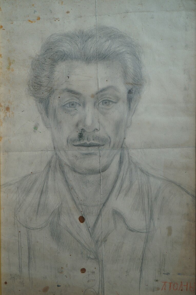 본문 이미지 - 이중섭, 자화상, 1955, 종이에 연필, 48.5x31 (새결화랑 제공)