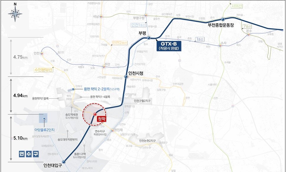 본문 이미지 - GTX-B 노선도 (인천시 제공.재판매 및 DB금지)
