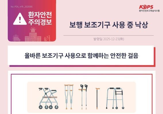 휠체어·보행기 사용 중 낙상 잇따라…인증원, 환자안전 주의경보 발령