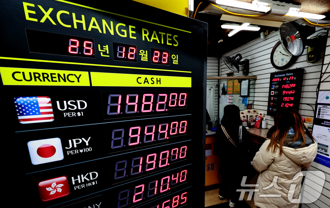 (서울=뉴스1) 이호윤 기자 = 23일 서울외국환중개에 따르면 이날 오전 9시 32분 기준 환율은 전 거래일 종가(1480.1원)보다 2.65원 오른 1482.75원에서 거래되고 …