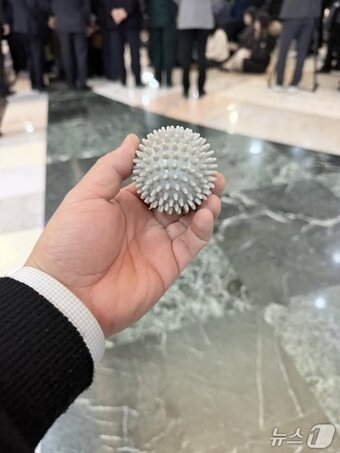 본문 이미지 - 필리버스터에서 장 대표는 졸음을 참기 위해 지압 마사지기를 계속해서 쥐고 있었던 것으로 전해졌다.  (이건용 국민의힘 원내대표실 국장 페이스북 캡처)