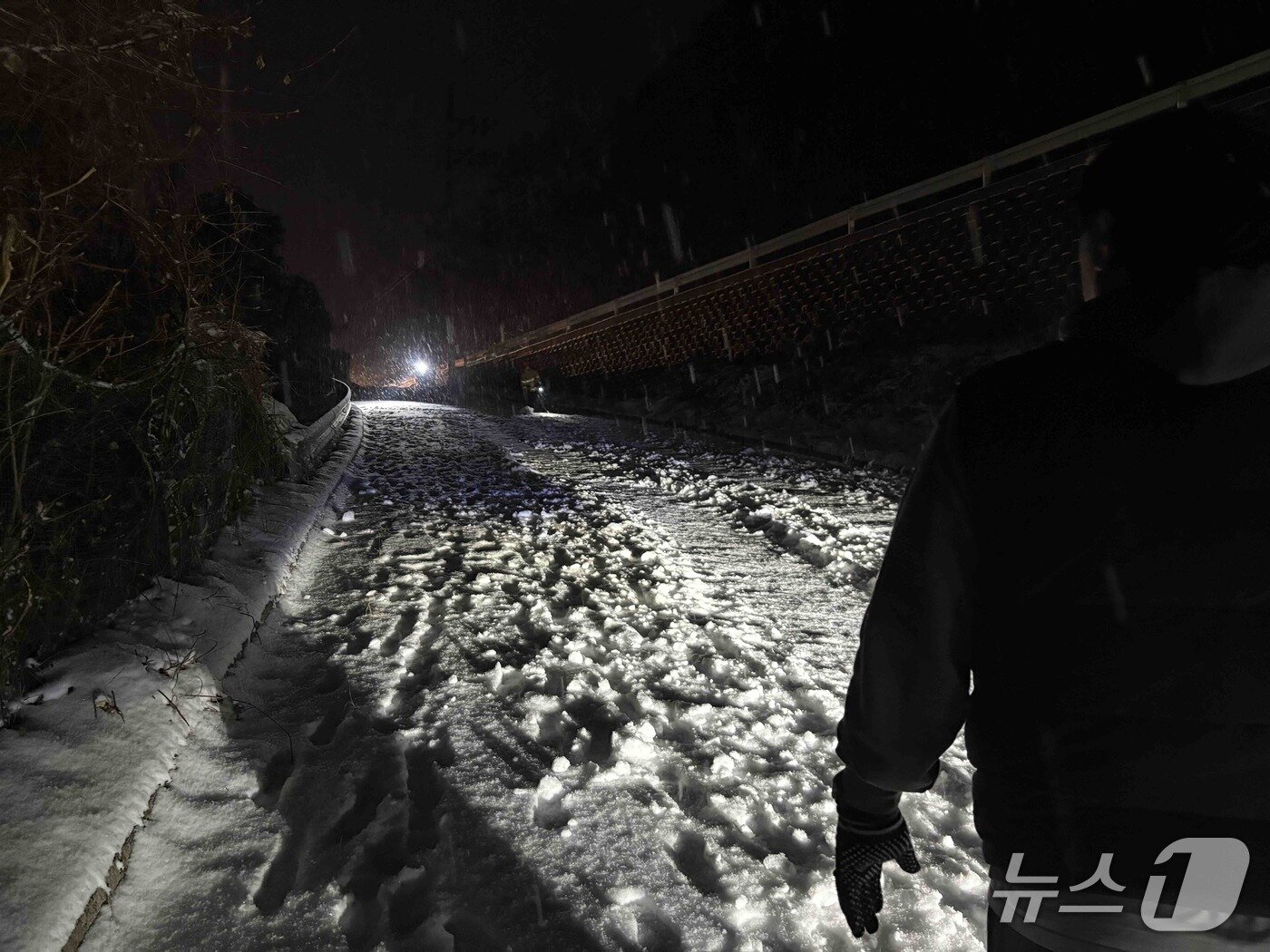 본문 이미지 -  강원 춘천 서면 눈길 차량 고립 현장.(강원도소방본부 제공, 재판매 및 DB금지) 