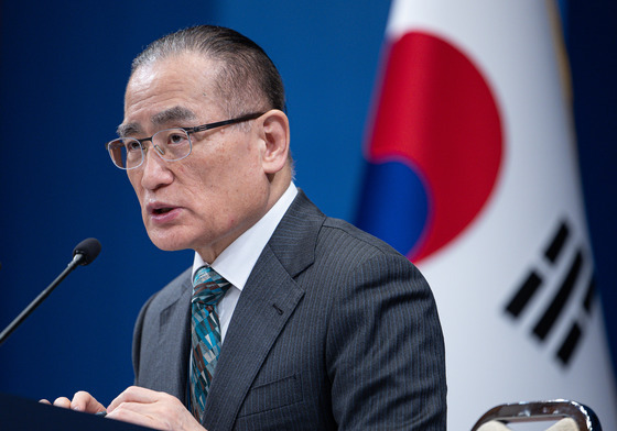 미국·캐나다·일본 방문 관련 브리핑 하는 위성락 안보실장