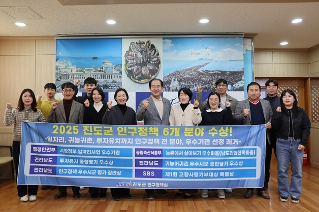 진도군, 인구정책 '상복 터졌다'…6개 분야 우수기관 선정