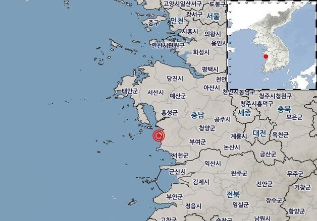 충남 보령 서남서쪽 10㎞ 해역서 규모 2.0 지진