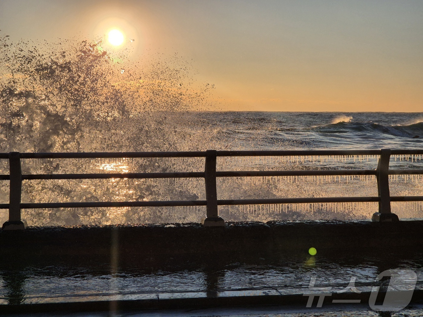 (강릉=뉴스1) 윤왕근 기자 = 강원 대부분 지역에 한파특보가 발효된 26일 동해안 대표 해안도로인 강릉시 강동면 심곡~금진 구간 헌화로 난간에 고드름이 매달려 있다. 2025.1 …