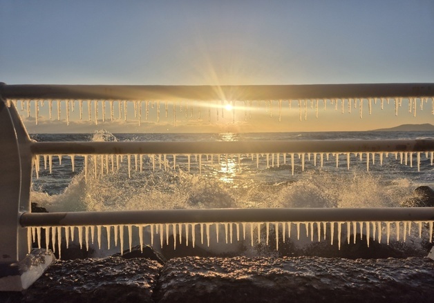 '뜨아' 5분 만에 냉커피, 바닷가엔 '고드름 커튼'…전국 냉동고 한파