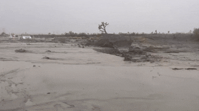 본문 이미지 - 24일(현지시간) 캘리포니아주 펠란 지역의 SR-18 동서 방향 모든 차선이 침수로 폐쇄됐다. (출처=캘리포니아 교통국 8지구)