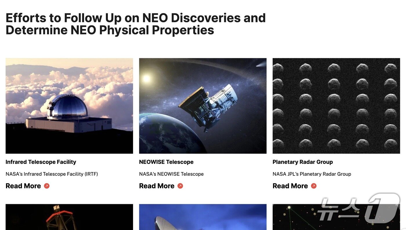 본문 이미지 - 미국 항공우주국(NASA)의 근지구 소행성의 지구 근접 접근(NEO) 관측시스템 ⓒ 뉴스1