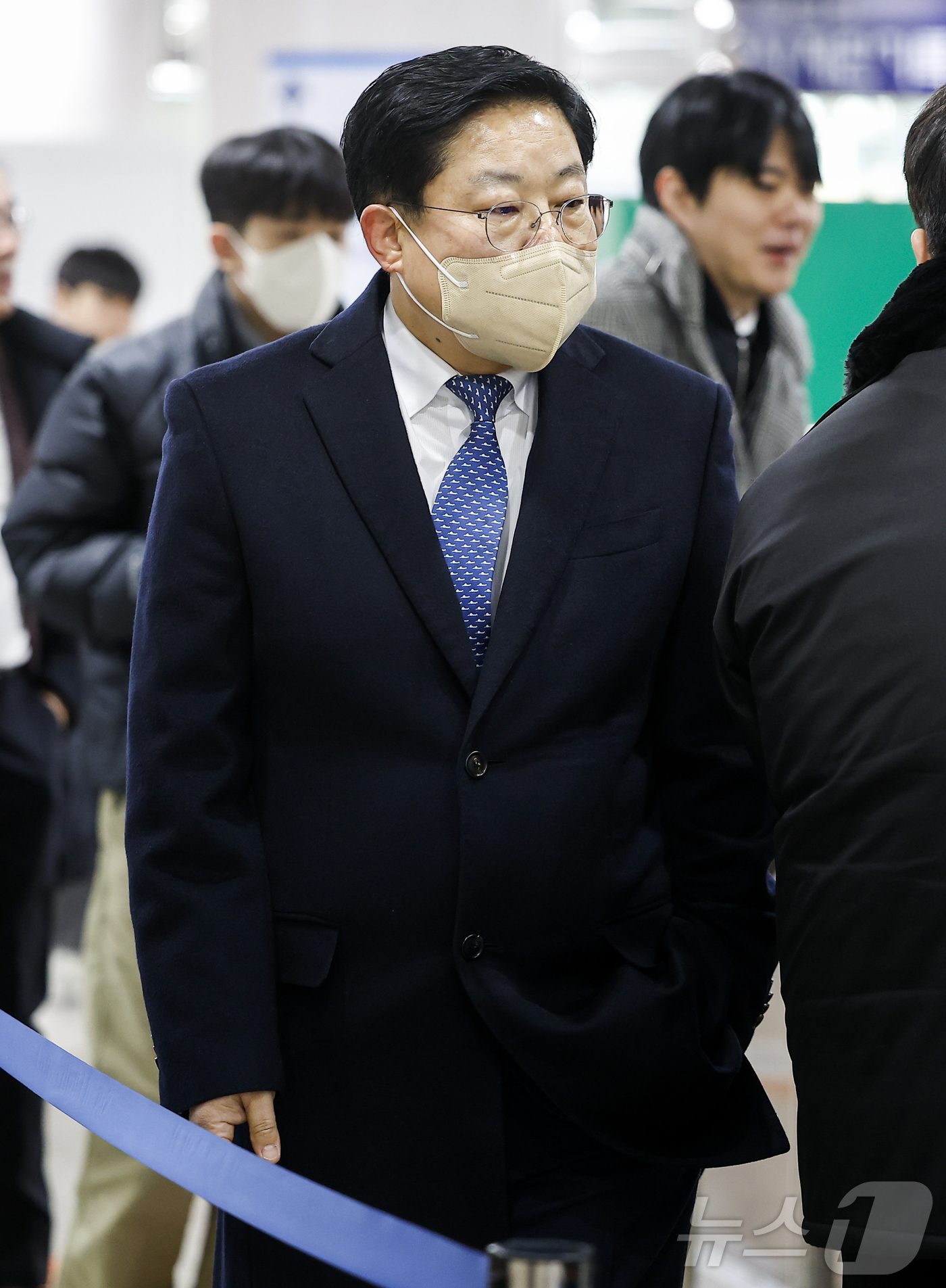 (서울=뉴스1) 오대일 기자 = '서해 공무원 피격 사건' 은폐 시도 및 '월북몰이' 혐의로 재판에 넘겨진 노은채 전 국정원 비서실장이 26일 서울 서초구 서울중앙지방법원에서 열린 …