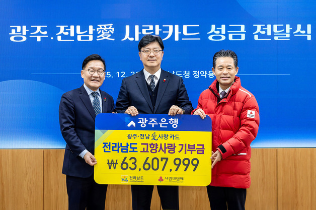 광주은행, 전남사랑카드 기부금 6300만원 전달