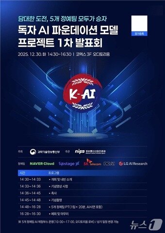 본문 이미지 - 서울 강남 코엑스 오디토리움에서 독자 AI 파운데이션 모델 프로젝트 1차 대국민 발표회가 열린다.(과학기술정보통신부 제공)