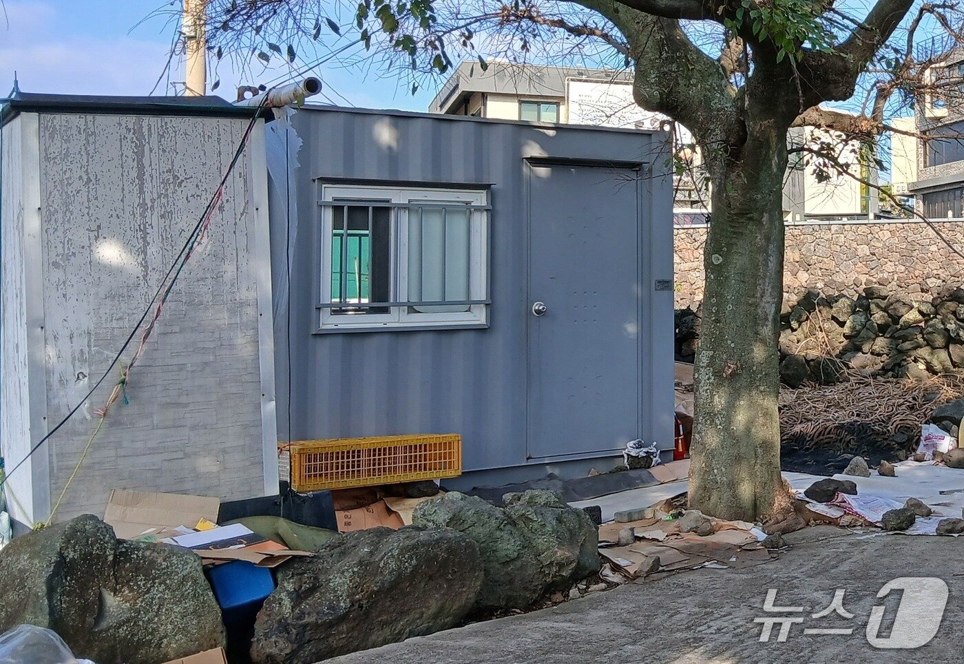 본문 이미지 - 60대 여성 A 씨가 생활한 컨테이너.(제주시 제공. 재판매 및 DB 금지)