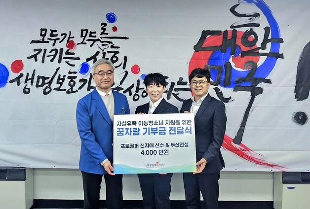 두산건설, 프로골퍼 신지애와 3개 기관에 7000만원 기부