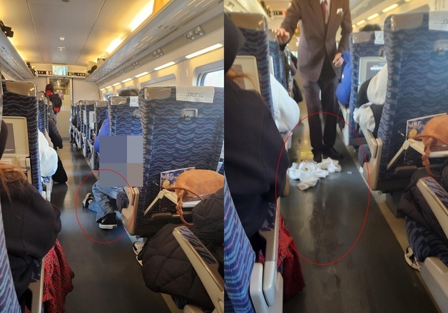 "열차 복도로 두 다리 '쭉'…음료 쏟고 승무원과 다투기까지" 민폐 눈살