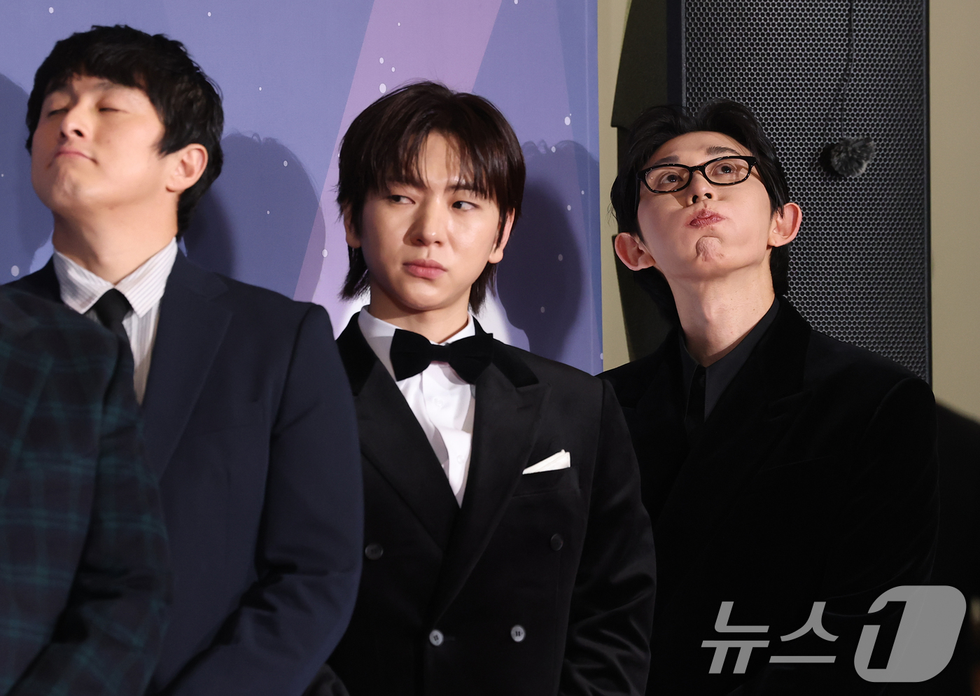 (서울=뉴스1) 권현진 기자 = '나 혼자 산다' 팀 기안84(왼쪽부터)와 이주승, 코드 쿤스트가 29일 오후 서울 마포구 MBC 미디어센터 공개홀에서 열린 '2025 MBC 방송 …