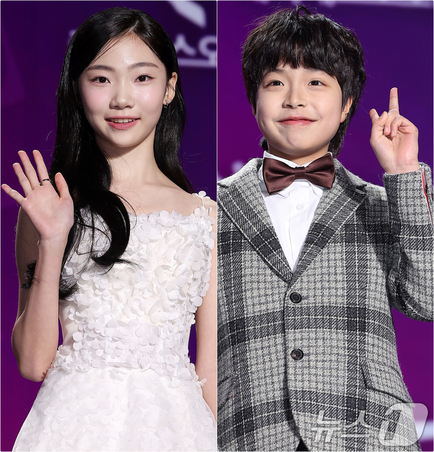 (서울=뉴스1) 김진환 기자 = 아역배우 김태연과 이천무(오른쪽)이 29일 오후 서울 동대문디자인플라자(DDP)에서 열린 '2025 서울콘 에이판 스타 어워즈'(2025 SEOUL …