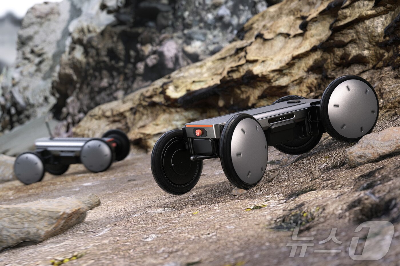 본문 이미지 - 현대차·기아의 차세대 모빌리티 로봇 플랫폼 '모베드(MobED)'가 험난한 지형을 주행하는 모습. (현대차·기아 제공. 재판매 및 DB 금지) 2025.12.3/뉴스1