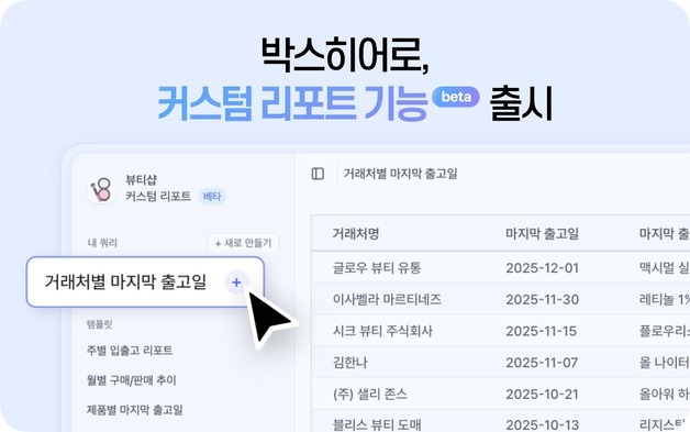 비지피웍스, '박스히어로' 커스텀 리포트 기능 베타 출시