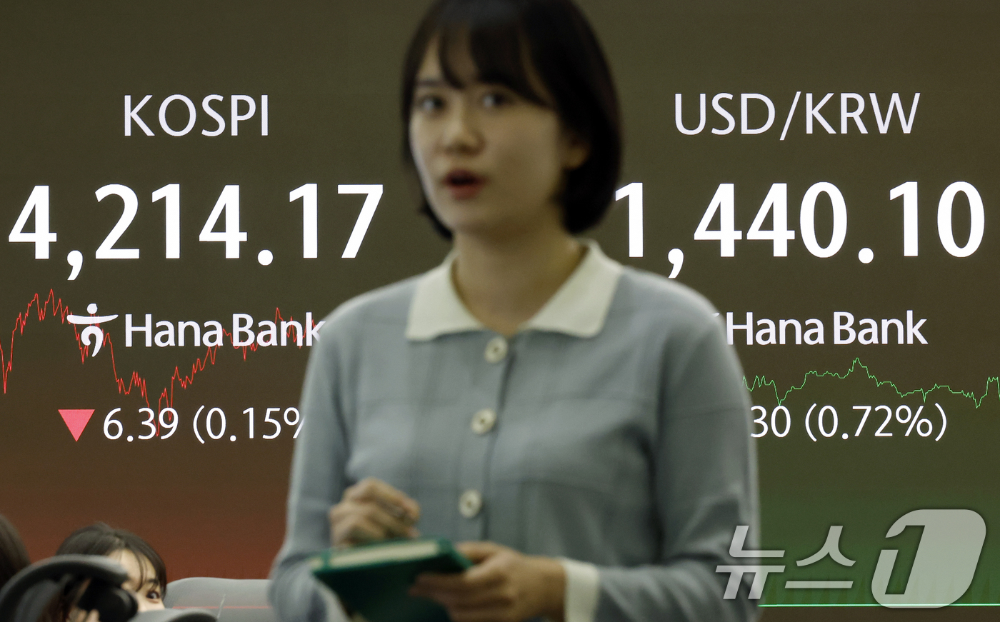 (서울=뉴스1) 박정호 기자 = 2025년 국내 증시 폐장일인 30일 오후 서울 중구 하나은행 본점 딜링룸 전광판에 증시 종가가 표시되고 있다.이날 코스피는 전 거래일 대비 6.3 …
