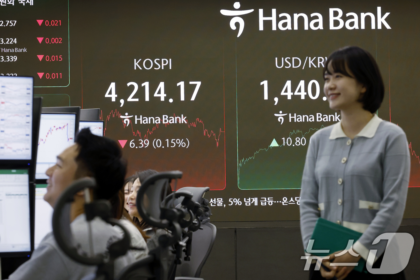 (서울=뉴스1) 박정호 기자 = 2025년 국내 증시 폐장일인 30일 오후 서울 중구 하나은행 본점 딜링룸 전광판에 증시 종가가 표시되고 있다.이날 코스피는 전 거래일 대비 6.3 …