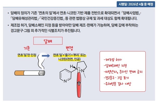 내년부터 합성니코틴도 '담배'…제조·수입·판매 전면 허가제로