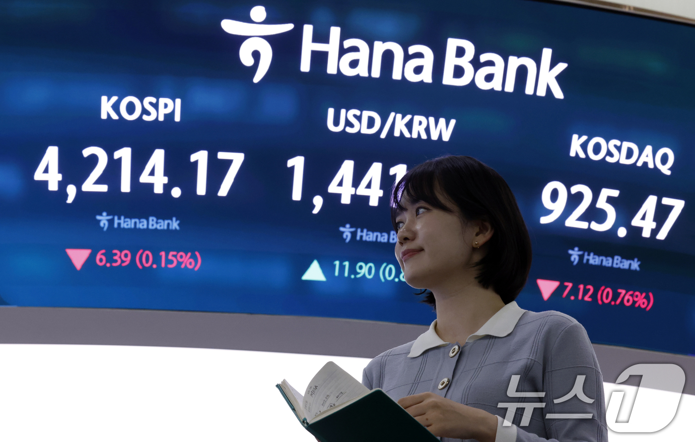(서울=뉴스1) 박정호 기자 = 2025년 국내 증시 폐장일인 30일 오후 서울 중구 하나은행 본점 딜링룸 전광판에 증시 종가가 표시되고 있다.이날 코스피는 전 거래일 대비 6.3 …