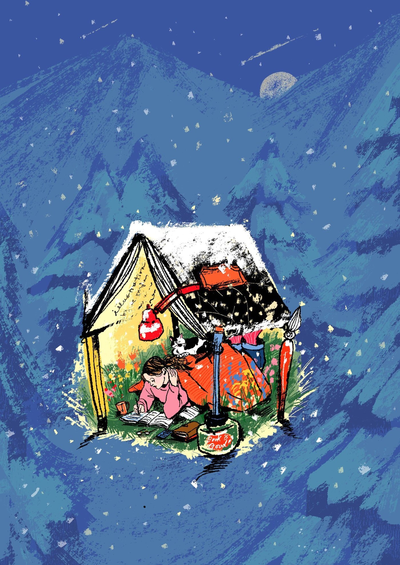 본문 이미지 - 엄주 작가 일러스트_'숲속의 책지붕' (교보문고 제공)