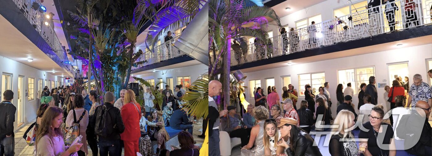 본문 이미지 - 한국의 팝아티스트 낸시랭의 '스칼렛' 라이브 퍼포먼스를 보기 위해 모인 관람객들로 인산인해를 이루고 있다. (SIA 갤러리 New York 제공. 재판매 및 DB 금지) ⓒ News1 