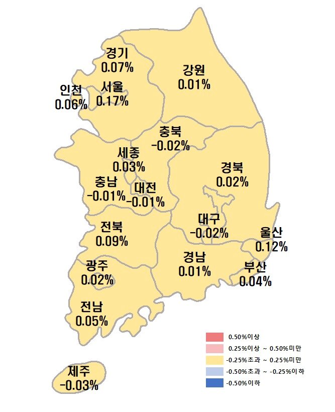 본문 이미지 - 시도별 아파트 매매가격지수 변동률.(부동산원 제공) / 뉴스1 ⓒ News1