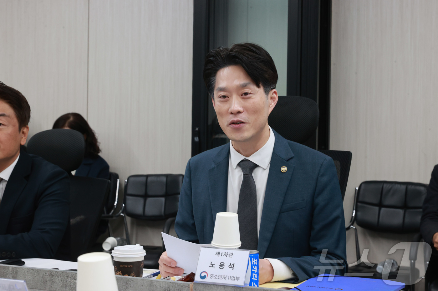 (서울=뉴스1) = 노용석 중소벤처기업부 제1차관이 4일 경북 경산 경림테크에서 열린 ‘대구·경북 자동차부품 수출 중소기업 간담회’에서 모두발언을 하고 있다. (중소벤처기업부 제공 …