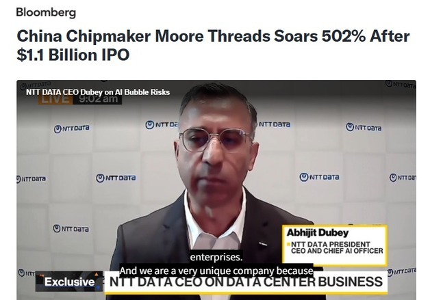 中 AI 칩 업체 '무어 스레드' IPO 첫날 502% 폭등(상보)
