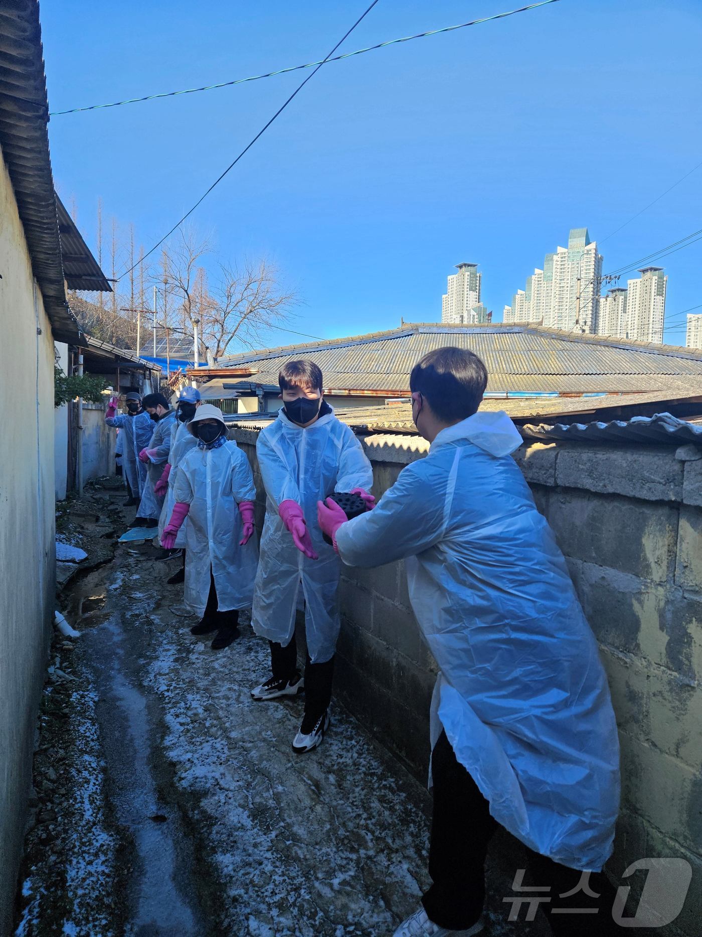 (대전=뉴스1) 이동원 기자 = 산림청 봉사동호회 "나눔을 바르는 사람들"(회장 하지수 산림자원과장)은 5일 대전 대덕구 덕암동에서 장애인가구, 한부모가구 등 지역 소외계층에 연탄 …