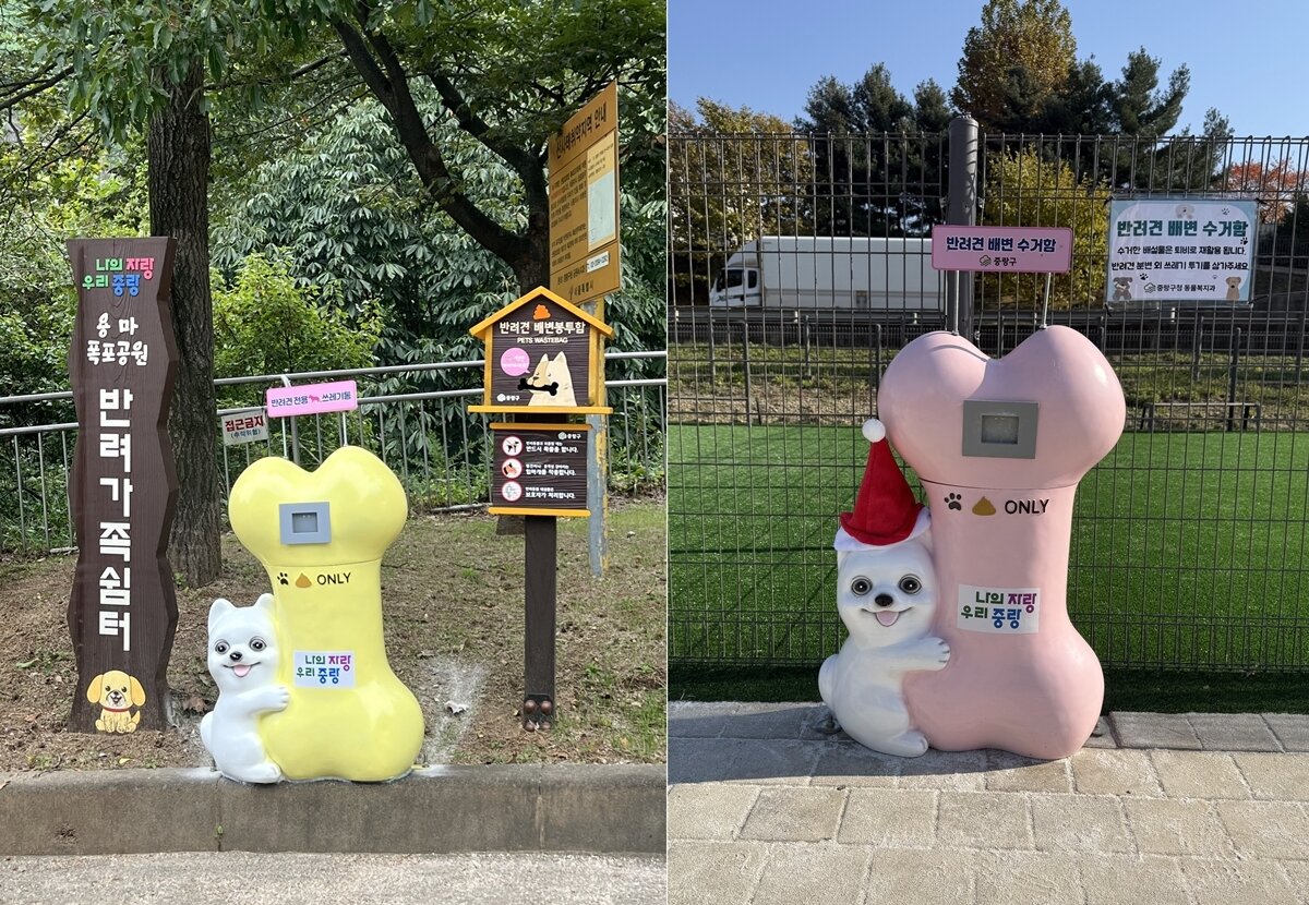 본문 이미지 - 서울 중랑구 반려견쉼터에 비치된 배변 수거함이 주민들에게 큰 호응을 얻고 있다&#40;중랑구 제공&#41;. ⓒ 뉴스1
