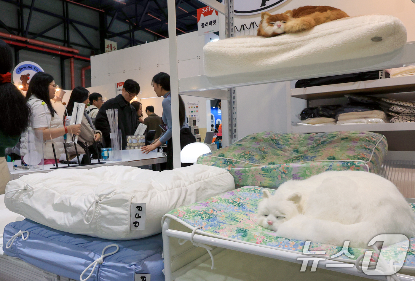 (서울=뉴스1) 이호윤 기자 = 7일 서울 강남구 SETEC(세텍)에서 열린 제35회 궁디팡팡 캣페스타를 찾은 관람객들이 부스를 둘러보고 있다. 2025.12.7/뉴스1