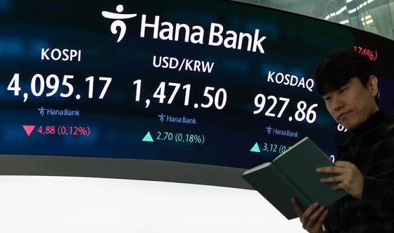 코스피 4,100선 상승 출발 후 하락 전환