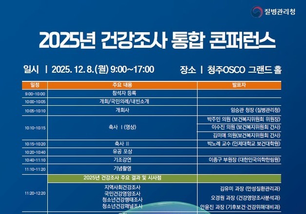 '국가건강조사 통합 콘퍼런스'…질병청 "근거 기반 보건정책 강화"