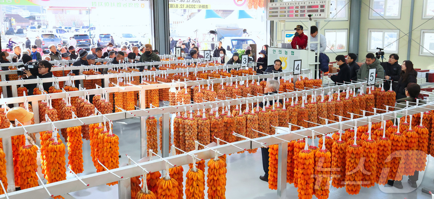 (서울=뉴스1) = 8일 경남 함양군 서하면 곶감경매장에서 ‘지리산 함양곶감’ 초매식이 진행되고 있다. (함양군 제공. 재판매 및 DB금지) 2025.12.8/뉴스1