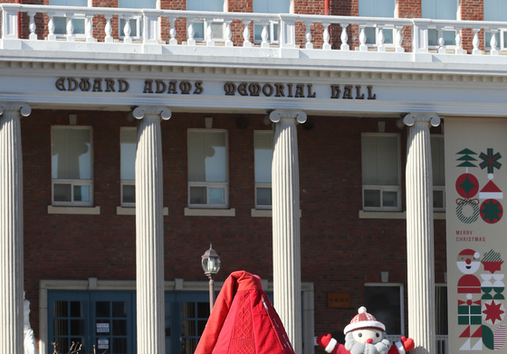 크리스마스트리로 변신한 분수대