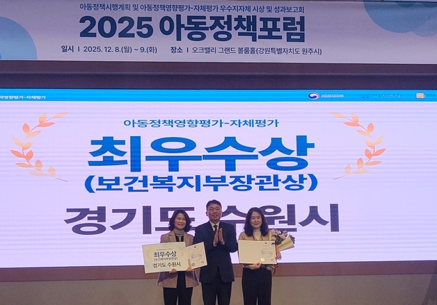 수원시, '아동정책영향평가' 우수…복지부 장관상 수상