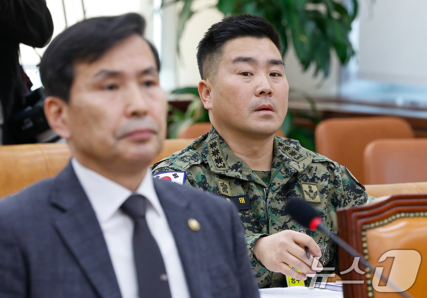 (서울=뉴스1) 안은나 기자 = 김현태 육군 707특수임무단장이 17일 오후 서울 여의도 국회에서 열린 국방위원회 제422회국회(임시회) 제2차 전체회의에 출석해 자리하고 있다. …