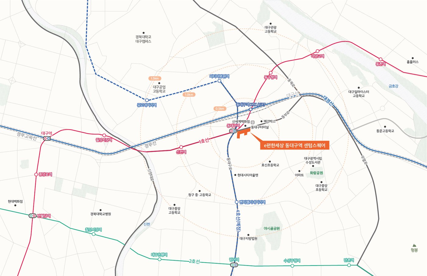 본문 이미지 - 'e편한세상 동대구역 센텀스퀘어' 위치도./DL이앤씨 제공