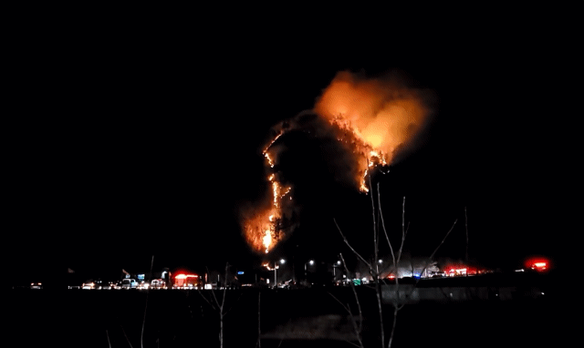 본문 이미지 - 21일 오후 강원 정선군 여량면 산불 현장.(동부지방산림청 제공, 재판매 및 DB 금지) 2025.2.21/뉴스1