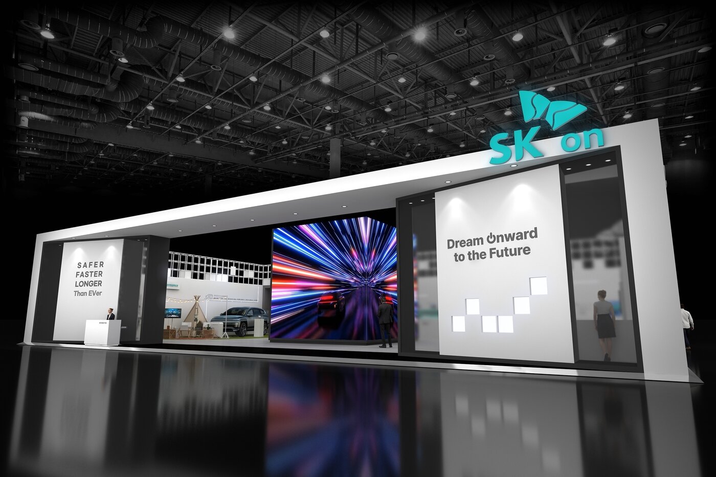 본문 이미지 - 오는 3월 5일부터 사흘간 서울 강남구 코엑스에서 개최되는 '인터배터리(INTERBATTERY) 2025' 내 SK온 부스 조감도의 모습(SK온 제공). 2025.02.23.
