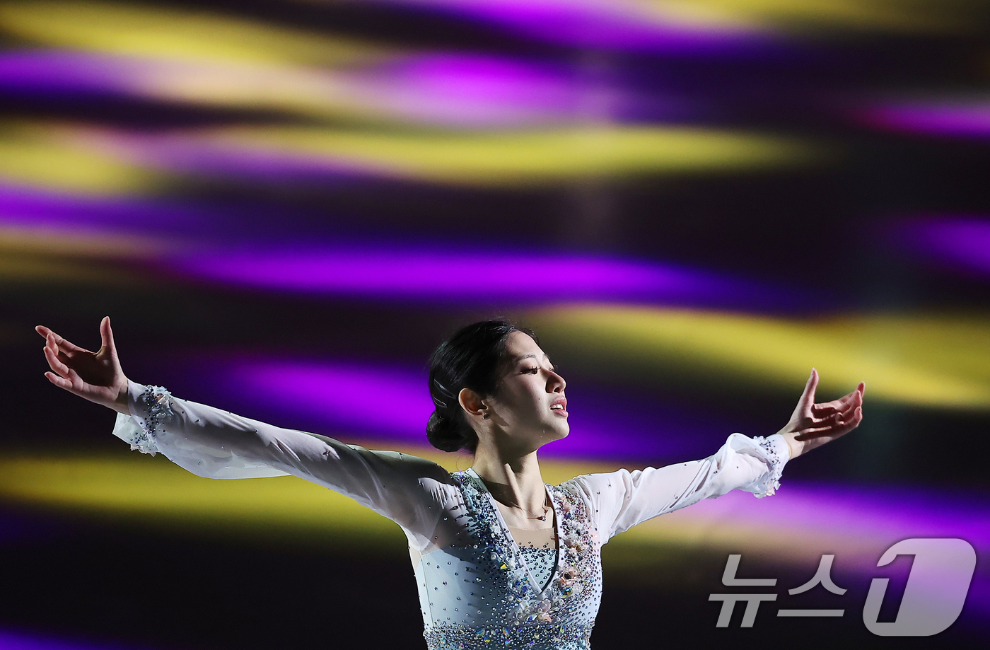 (서울=뉴스1) 김진환 기자 = 피겨 이해인이 23일 서울 양천구 목동아이스링크에서 열린 2025 ISU 사대륙 피겨스케이팅 선수권대회 갈라공연에서 퍼포먼스를 펼치고 있다. 202 …
