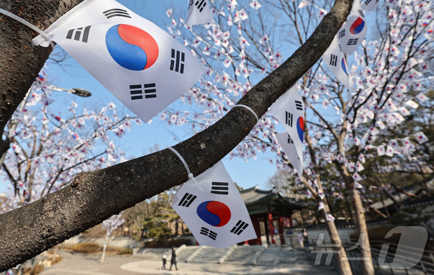 본문 이미지 - 3.1절을 이틀 앞둔 27일 오후 서울 용산구 효창공원에 태극기 거리가 조성돼 있다. 2025.2.27/뉴스1 ⓒ News1 김도우 기자