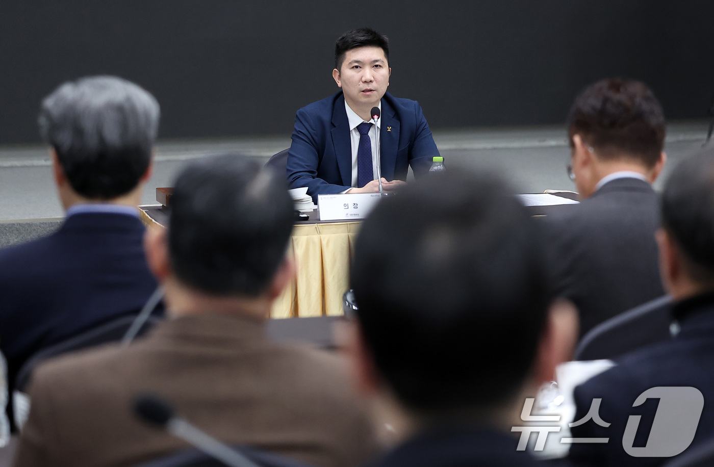 (서울=뉴스1) 김성진 기자 = 유승민 대한체육회장이 28일 서울 송파구 올림픽파크텔에서 열린 2036년 하계올림픽대회 유치신청도시 선정 관련 2025년도 대한체육회 정기대의원총회 …
