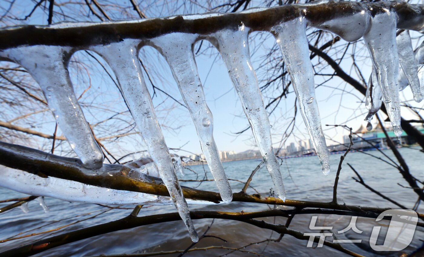 본문 이미지 - 입춘 한파가 몰아친 3일 서울 여의도 한강공원 인근에 고드름이 얼어있다. 2025.2.3/뉴스1 ⓒ News1 이동해 기자