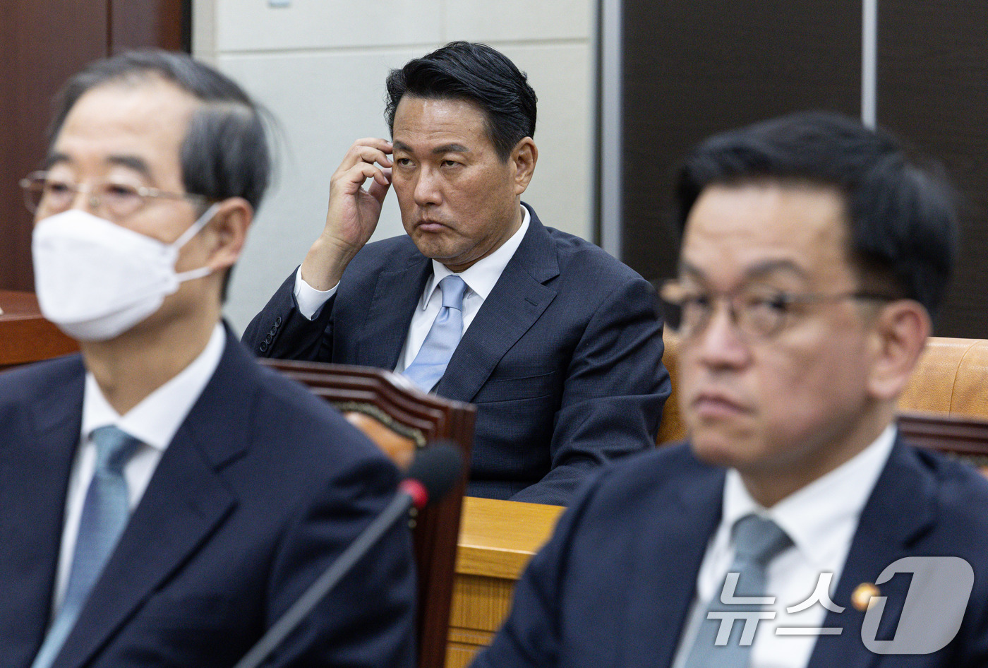 (서울=뉴스1) 이재명 기자 = 김태효 국가안보실 제1차장이 6일 오전 서울 여의도 국회에서 열린 윤석열 정부의 비상계엄 선포를 통한 내란 혐의 진상규명 국정조사특별위원회 제3차 …