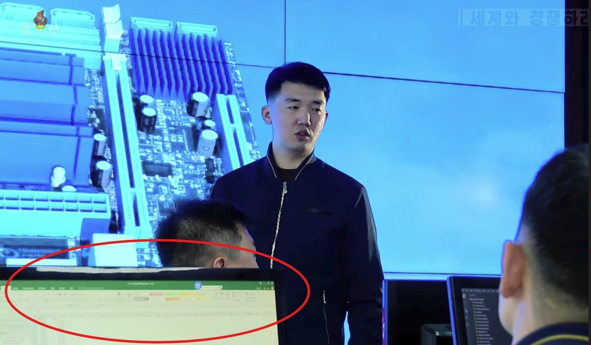 본문 이미지 - 7일 조선중앙TV에 따르면 지난달 특집으로 방영된 '세계와 경쟁하라' 영상물에 미국 문서 작성 프로그램을 사용하는 모습이 포착됐다. (조중TV 갈무리) 